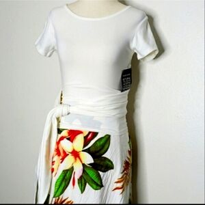 Boutique Womens Extra Long Wrap Tie Criss Cross Top Crop White Unique Bohemian